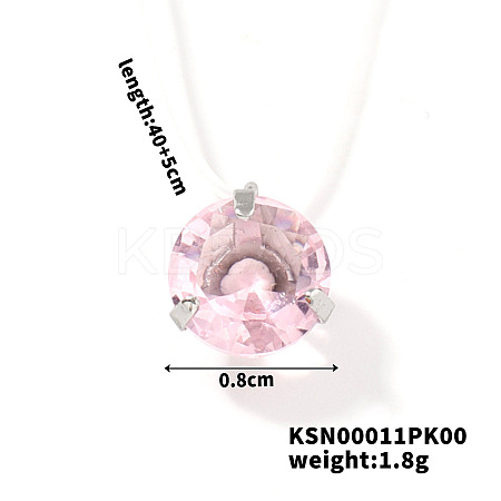 Flat Round Plastic Pendant Invisible Cord Necklaces for Women JB6177-10-1