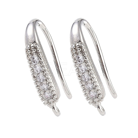 Brass Micro Pave Clear Cubic Zirconia Earring Hooks KK-U008-06P-1