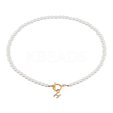 1Pc Brass Clear Cubic Zirconia Letter Pendant Necklaces NJEW-LP0001-32H-1