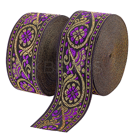 Ethnic Style Embroidery Polyester Ribbons OCOR-WH0070-10F-07-1