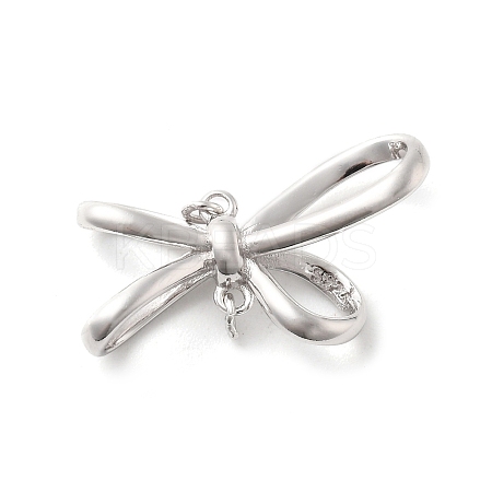 925 Sterling Silver Bowknot Connector Charms STER-S013-01P-1