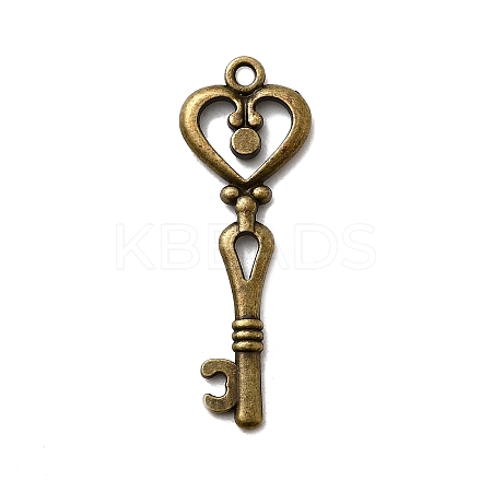 Tibetan Style Alloy Key Pendant Rhinestone Settings LS-TIBEP-Q036-001AB-NR-1