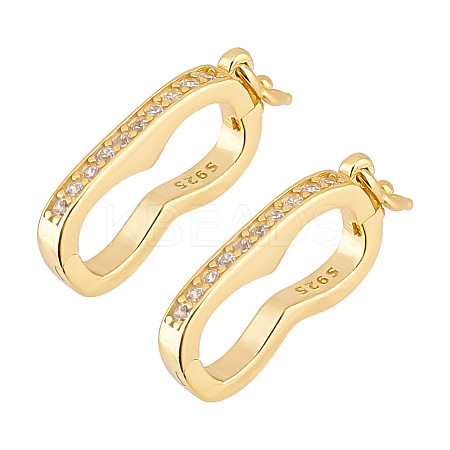 2Pcs Platinum Plated 925 Sterling Silver Rhinestone Twister Clasps FIND-GO0002-57-1