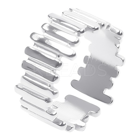 Elegant Striped 304 Stainless Steel Wide Band Rings FM3667-1-1