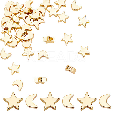 40Pcs 2 Style Brass Beads KK-GO0001-04-1