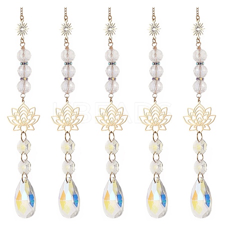 AB Color Teardrop Glass Suncatchers HJEW-JM00845-1