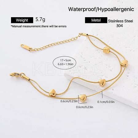 European 304 Staniless Steel 2-Strand Bracelets for Women DH6908-4-1