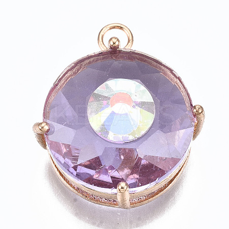 Transparent Faceted Glass Pendants GLAA-S193-035B-LG-1