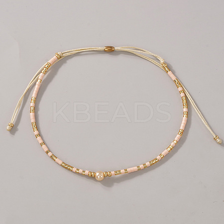 Bohemian Style Handmade Glass Seed Beaded Braided Bead Bracelets for Women TS0574-1-1