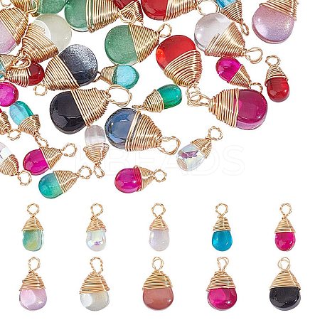 60Pcs 2 Styles Transparent Glass Pendants FIND-AR0005-07-1