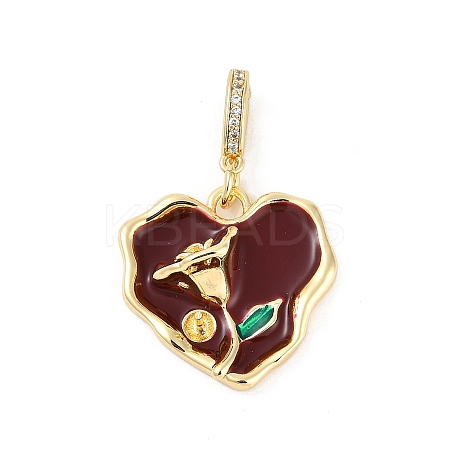 Brass Enamel Micro Pave Cubic Zirconia Pendants KK-U043-11G-01-1
