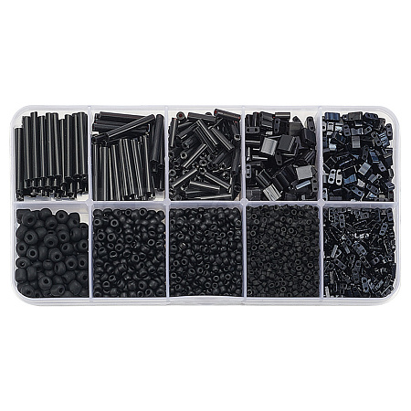 100G 10 Styles Frosted Opaque Glass Seed Beads Set SEED-GO0001-11D-1