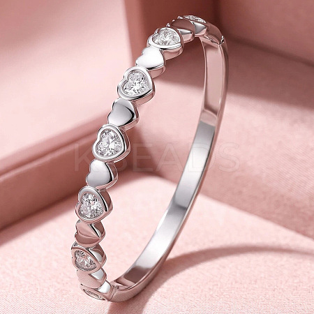 304 Stainless Steel Pave Clear Cubic Zirconia Hinged Cuff Bangles for Women WGF7C0B-01-1