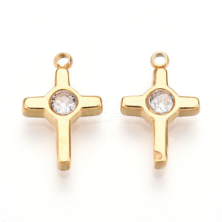 Ion Plating(IP) 304 Stainless Steel Micro Pave Cubic Zirconia Charms STAS-N110-01B-G-1