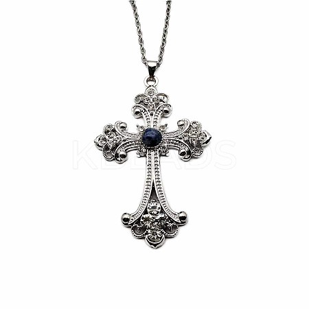 Vintage sparkling Alloy Rhinestone Cross Pendants Necklaces for Women IL0019-2-1