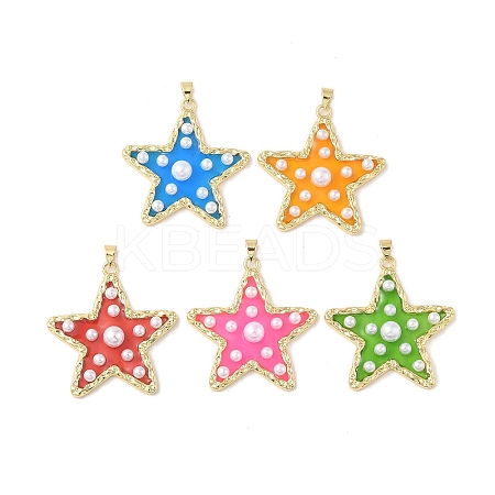 Rack Plating Brass & Epoxy Resin Pendants KK-Z047-04B-RS-1