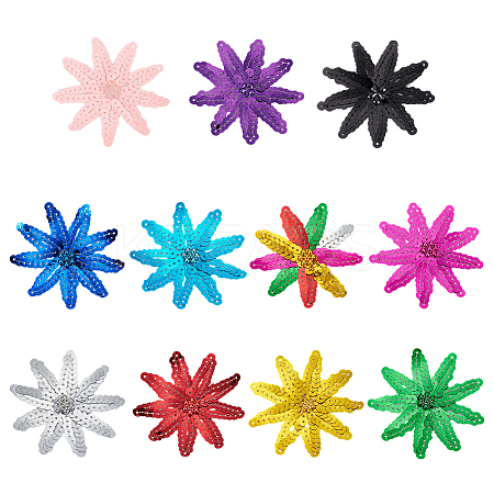 33Pcs 11 Colors Flower PVC Glitter Sequins Ornament Accessories DIY-FG0008-26-1