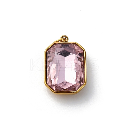 316 Stainless Steel Faceted Glass Pendants STAS-K258-48G-08-1