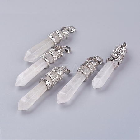 Natural Quartz Crystal Big Pointed Pendants G-G738-A-40-1