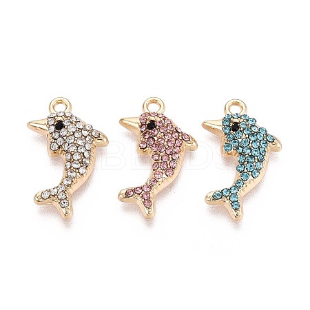 Rack Plating Alloy Rhinestone Pendants PALLOY-T091-23M-G-1