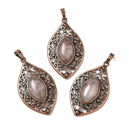 Natural Rose Quartz Pendants G-H065-3R-07-1