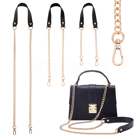 3Pcs 3 Style PU Leather Curb Chain Bag Straps FIND-WR0010-42B-1
