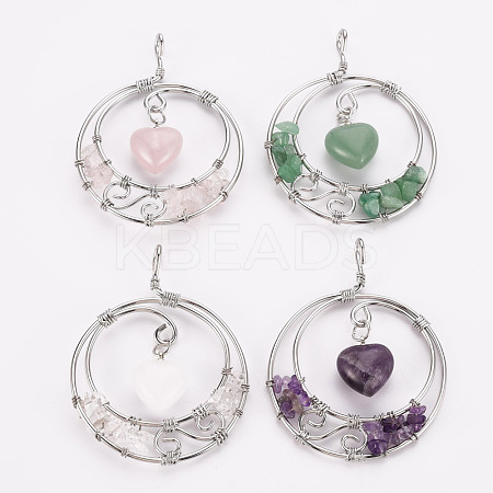 Natural Mixed Gemstone Big Pendants G-T133-P06-1