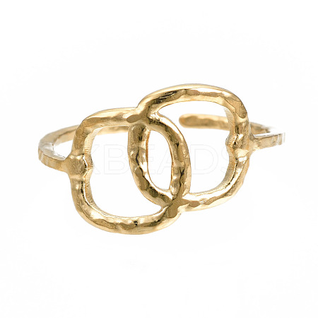 304 Stainless Steel Interlocking Oval Open Cuff Ring RJEW-T023-79G-1
