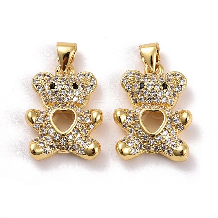 Brass Micro Pave Cubic Zirconia Pendants KK-K258-40G-RS-1