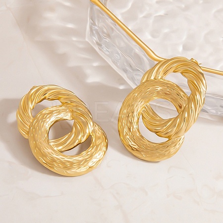 304 Stainless Steel Textured Oval Stud Earrings EJEW-C149-02G-1