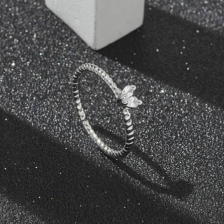 Heart Clear Cubic Zirconia Cuff Rings RJEW-G337-14G-1