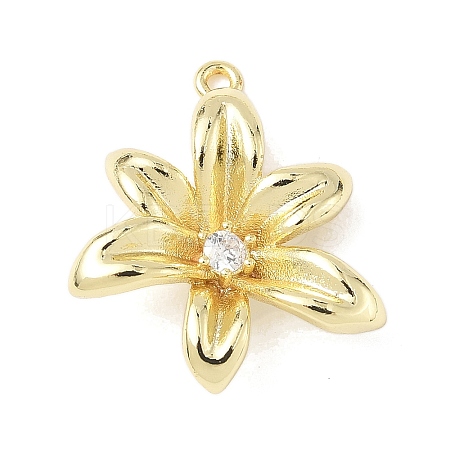 Brass Micro Pave Clear Cubic Zirconia Pendants KK-Z106-01G-04-1