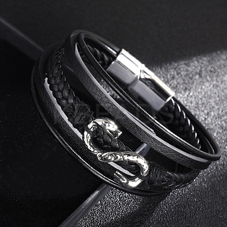 Leather Cords Multi-strand Bracelets with Magnetic Clasp PW-WG89659-01-1