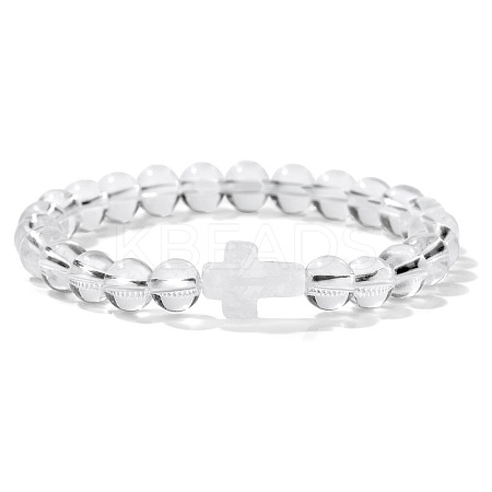 Natural Quartz Crystal Round Beads Stretch Bracelets LS-YG0612-1-1