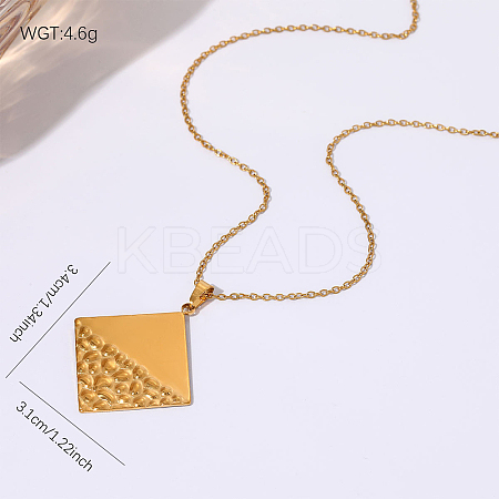 304 Stainless Steel Textured Geometric Pendant Necklaces for Women WG5062C-06-1