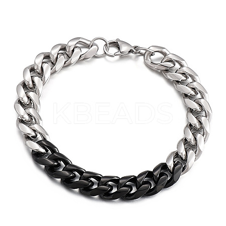 Two-tone 304 Stainless Steel Cuban Link Chain Bracelets for Men FS-WG114D5-05-1