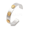 Flower 304 Stainless Steel Cuff Bangles for Women BJEW-A023-03P-1