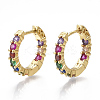 Brass Micro Pave Cubic Zirconia(Random Mixed Color) Hoop Earrings EJEW-S201-58-1
