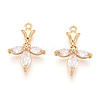 Brass Micro Pave Clear Cubic Zirconia Pendants KK-T078-05G-02-1
