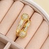 Brass Micro Pave Cubic Zirconia Open Cuff Rings for Women RJEW-F171-02G-5