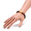 Natural Agate & Tiger Eye & Black Onyx Round Beaded Stretch Bracelet BJEW-JB08400-05-3