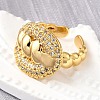 Brass Micro Pave Cubic Zirconia Adjustable Open Cuff Rings for Women RJEW-K292-05G-2