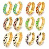 Rack Plating Rhombus Pattern Brass Enamel Hoop Earrings EJEW-C102-47G-1