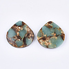 Assembled Natural Bronzite and Synthetic Aqua Terra Jasper Pendants G-S329-043-2
