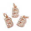 Brass Micro Pave Grade AAA Cubic Zirconia Charms ZIRC-P067-11RG-B-NR-1