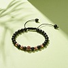 4Pcs 4 Color Natural Obsidian & Synthetic Hematite Braided Bead Bracelet with Cubic Zirconia BJEW-JB08117-4