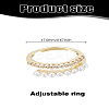 1Pc Clear Cubic Zirconia Open Cuff Ring with Acrylic Pearl Beaded RJEW-LP0008-15-2