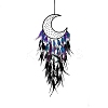 Moon Woven Web/Net with Feather Hanging Ornaments HJEW-G025-09A-1