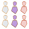 3 Pairs 3 Colors Rhinestone Polygon Dangle Stud Earrings EJEW-FI0002-81-1