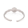 Non-Tarnish 304 Stainless Steel Flat Round Open Cuff Ring for Women RJEW-C025-26P-2